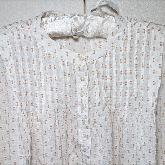 The Great. Embroidered Mock Neck White Beige Blouse - Picture 4 of 13
